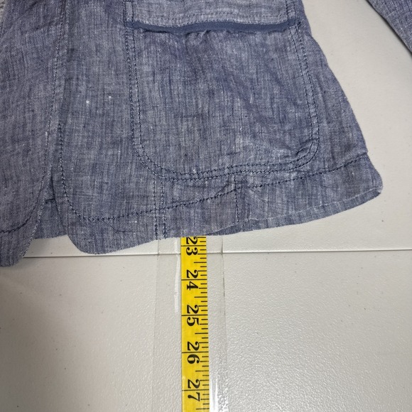 Calson Linen Blazer Womens S Blue Long Sleeve One Button Jacket Coastal Resort - Picture 12 of 12